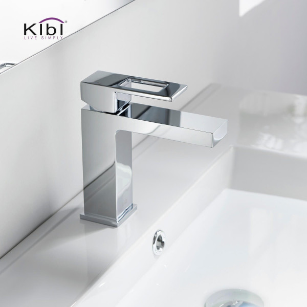 KIBI KBF1002CH Cubic Single Handle Bathroom Vanity Sink Faucet