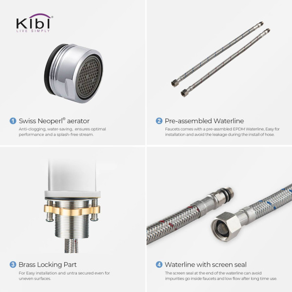 KIBI KBF1002CH Cubic Single Handle Bathroom Vanity Sink Faucet
