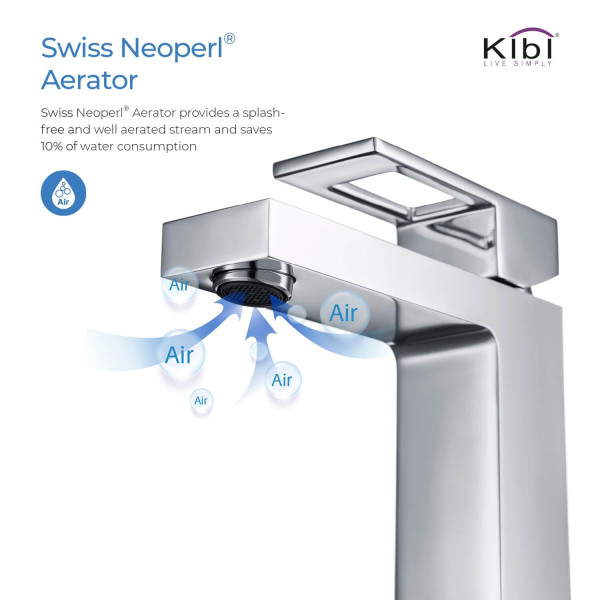 KIBI KBF1002CH Cubic Single Handle Bathroom Vanity Sink Faucet