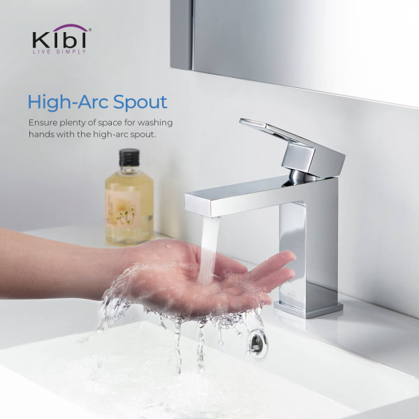 KIBI KBF1002CH Cubic Single Handle Bathroom Vanity Sink Faucet