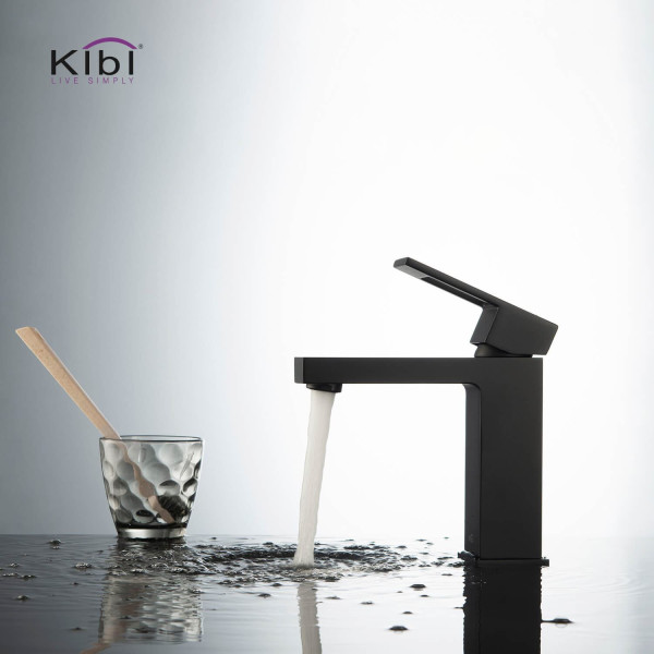 KIBI KBF1002MB Cubic Single Handle Bathroom Vanity Sink Faucet