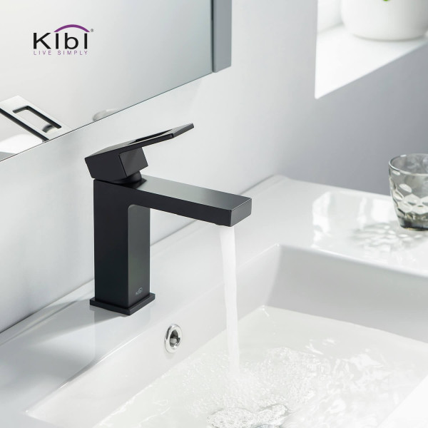 KIBI KBF1002MB Cubic Single Handle Bathroom Vanity Sink Faucet