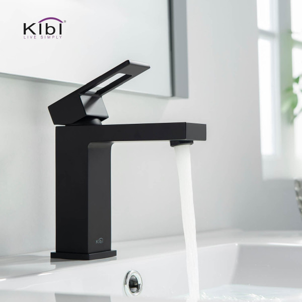 KIBI KBF1002MB Cubic Single Handle Bathroom Vanity Sink Faucet