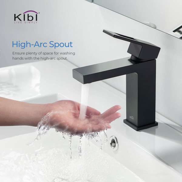 KIBI KBF1002MB Cubic Single Handle Bathroom Vanity Sink Faucet