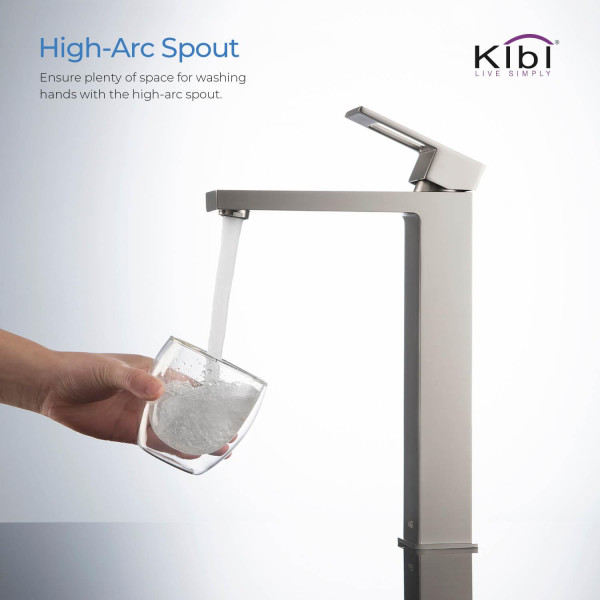 KIBI KBF1003BN Cubic Single Handle Bathroom Vessel Sink Faucet