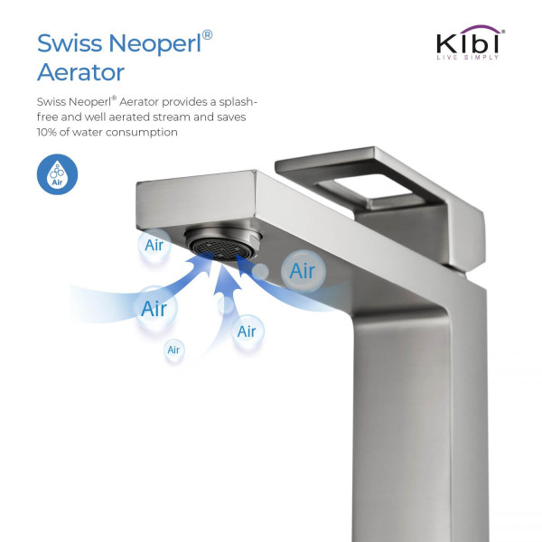 KIBI KBF1003BN Cubic Single Handle Bathroom Vessel Sink Faucet