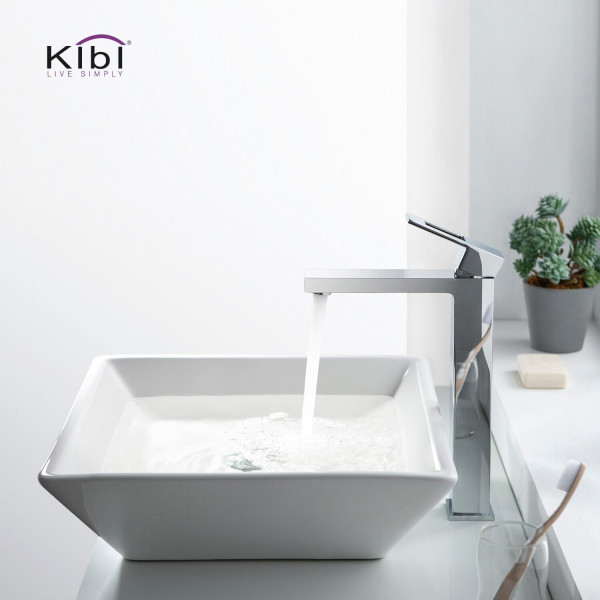 KIBI KBF1003CH Cubic Single Handle Bathroom Vessel Sink Faucet