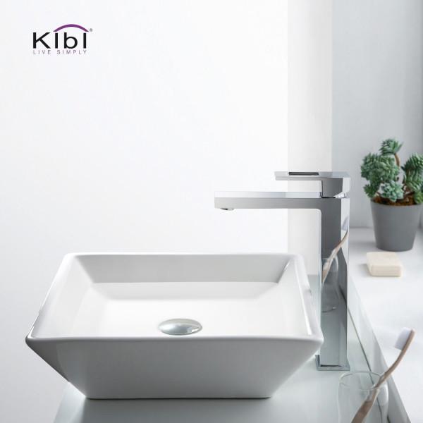 KIBI KBF1003CH Cubic Single Handle Bathroom Vessel Sink Faucet