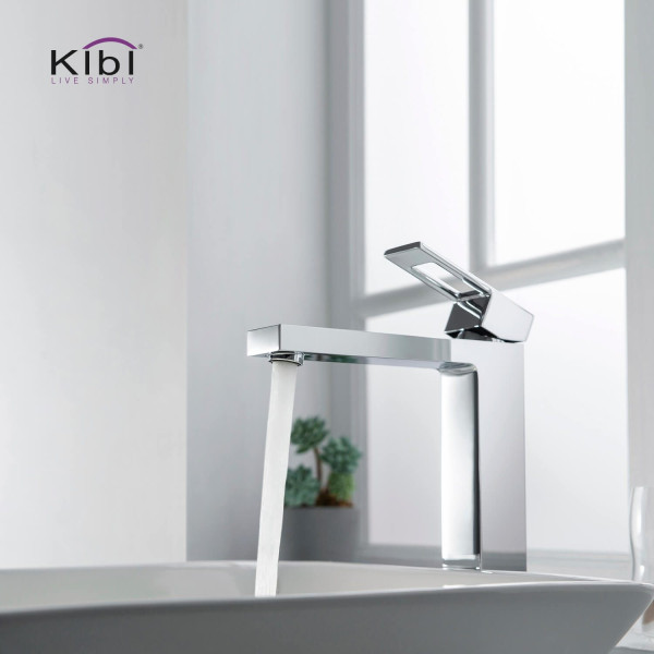 KIBI KBF1003CH Cubic Single Handle Bathroom Vessel Sink Faucet