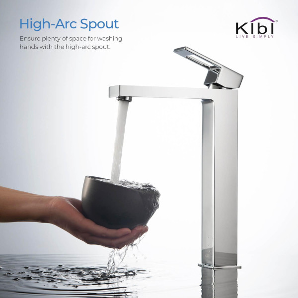 KIBI KBF1003CH Cubic Single Handle Bathroom Vessel Sink Faucet