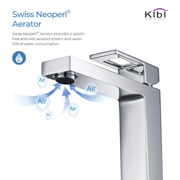KIBI KBF1003CH Cubic Single Handle Bathroom Vessel Sink Faucet