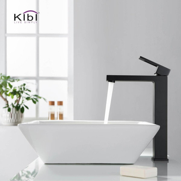 KIBI KBF1003MB Cubic Single Handle Bathroom Vessel Sink Faucet