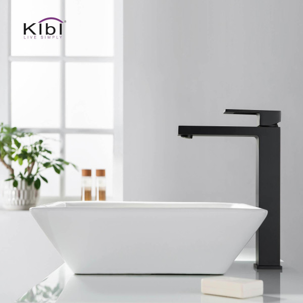 KIBI KBF1003MB Cubic Single Handle Bathroom Vessel Sink Faucet