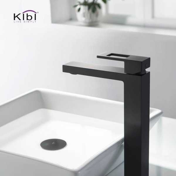 KIBI KBF1003MB Cubic Single Handle Bathroom Vessel Sink Faucet