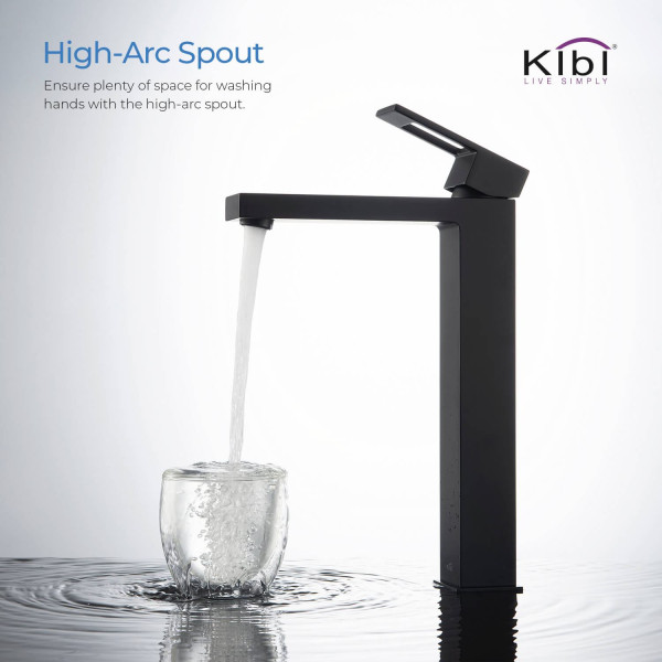 KIBI KBF1003MB Cubic Single Handle Bathroom Vessel Sink Faucet