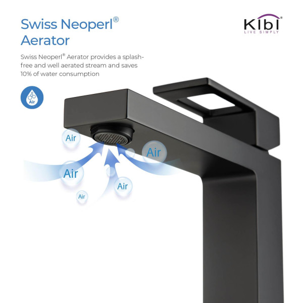 KIBI KBF1003MB Cubic Single Handle Bathroom Vessel Sink Faucet