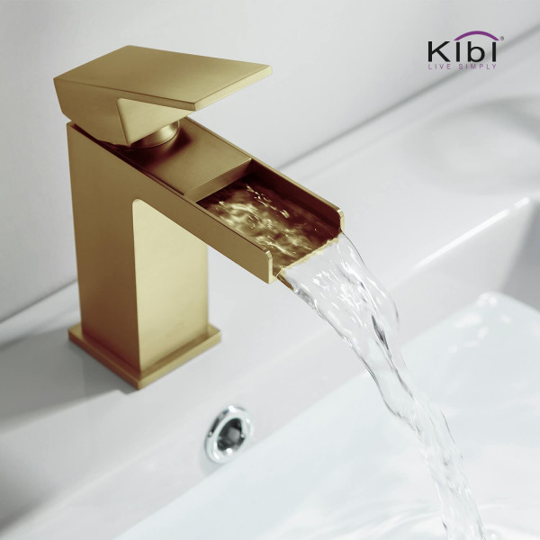 KIBI KBF1004BG Waterfall Single Handle Bathroom Vanity Sink Faucet