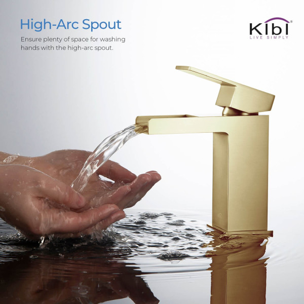 KIBI KBF1004BG Waterfall Single Handle Bathroom Vanity Sink Faucet