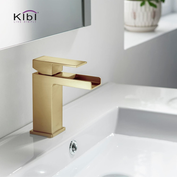 KIBI KBF1004BG Waterfall Single Handle Bathroom Vanity Sink Faucet