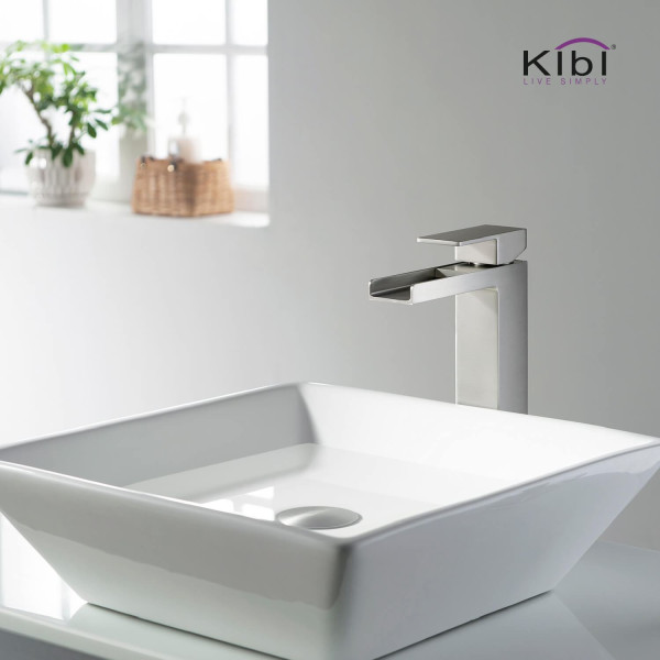 KIBI KBF1005BN Waterfall Single Handle Bathroom Vessel Sink Faucet