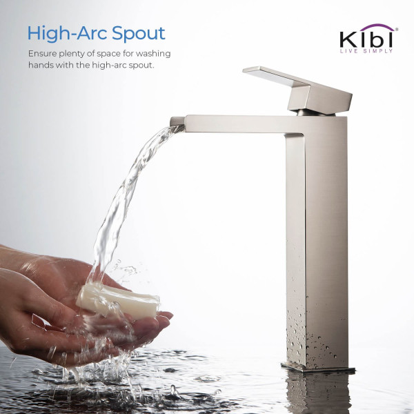 KIBI KBF1005BN Waterfall Single Handle Bathroom Vessel Sink Faucet