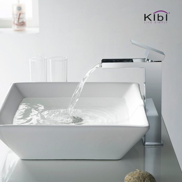 KIBI KBF1005CH Waterfall Single Handle Bathroom Vessel Sink Faucet