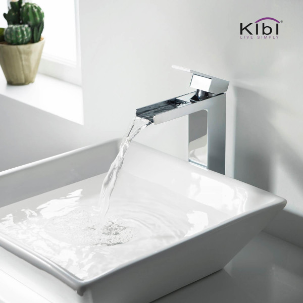 KIBI KBF1005CH Waterfall Single Handle Bathroom Vessel Sink Faucet