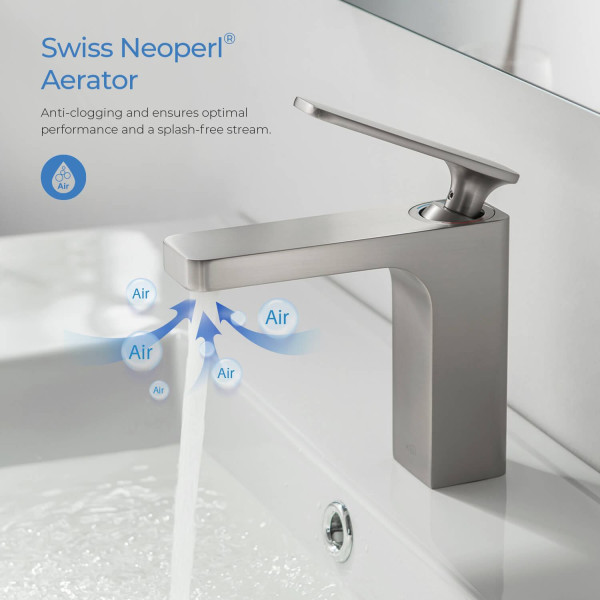 KIBI KBF1006BN Infinity Single Handle Bathroom Vanity Sink Faucet