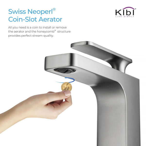 KIBI KBF1006BN Infinity Single Handle Bathroom Vanity Sink Faucet