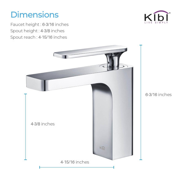 KIBI KBF1006CH Infinity Single Handle Bathroom Vanity Sink Faucet