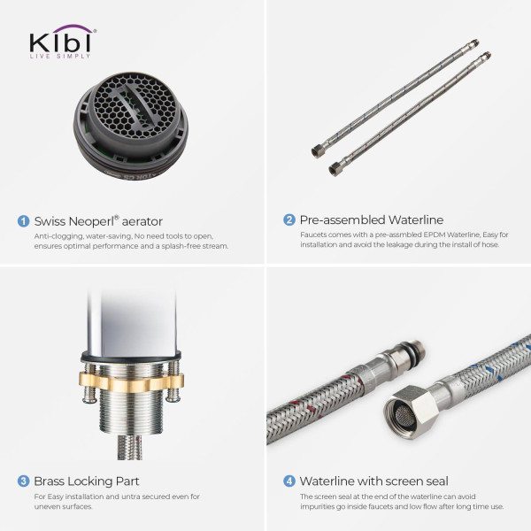 KIBI KBF1006CH Infinity Single Handle Bathroom Vanity Sink Faucet