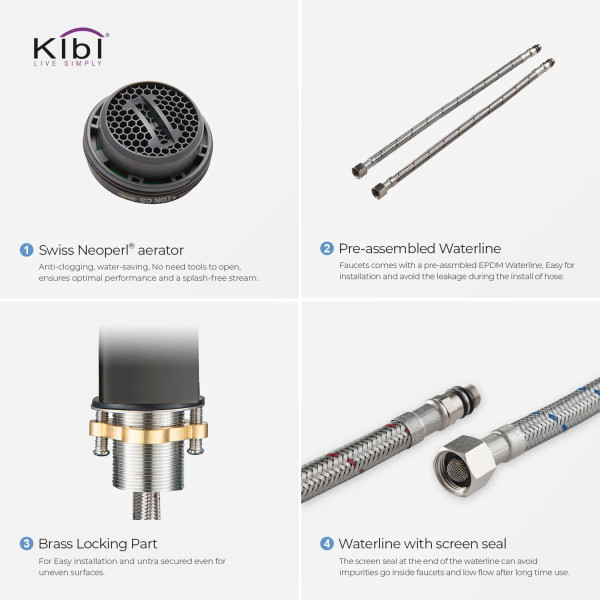 KIBI KBF1006MB Infinity Single Handle Bathroom Vanity Sink Faucet