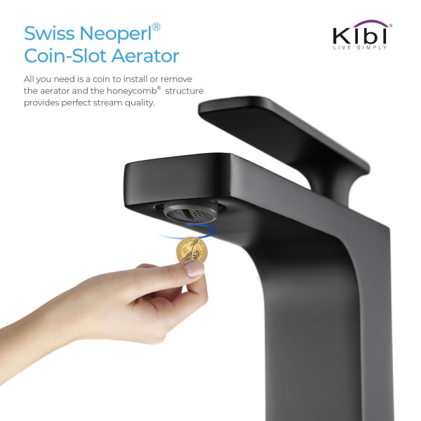 KIBI KBF1006MB Infinity Single Handle Bathroom Vanity Sink Faucet