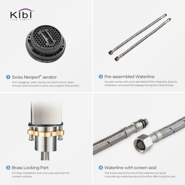KIBI KBF1007BN Infinity Single Handle Bathroom Vessel Sink Faucet
