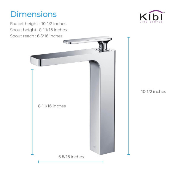 KIBI KBF1007CH Infinity Single Handle Bathroom Vessel Sink Faucet