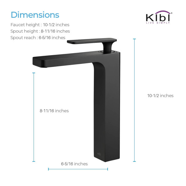 KIBI KBF1007MB Infinity Single Handle Bathroom Vessel Sink Faucet