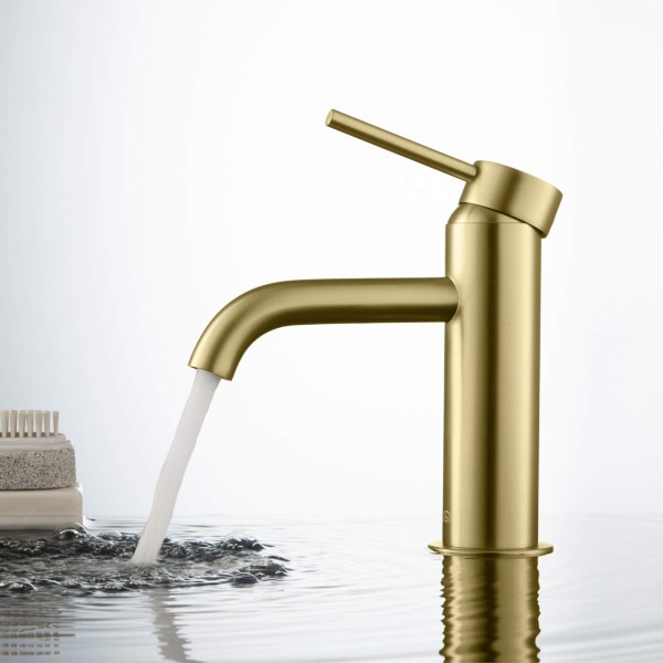 KIBI KBF1008BG Circular Single Handle Bathroom Vanity Sink Faucet