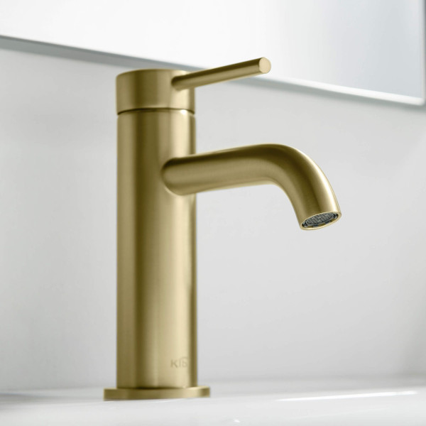 KIBI KBF1008BG Circular Single Handle Bathroom Vanity Sink Faucet