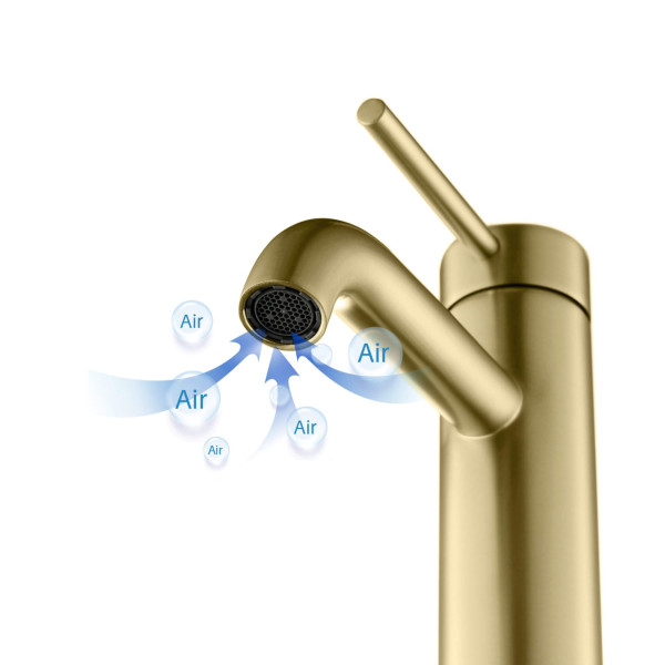 KIBI KBF1008BG Circular Single Handle Bathroom Vanity Sink Faucet