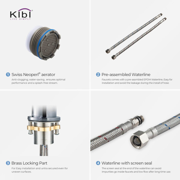 KIBI KBF1008CH Circular Single Handle Bathroom Vanity Sink Faucet