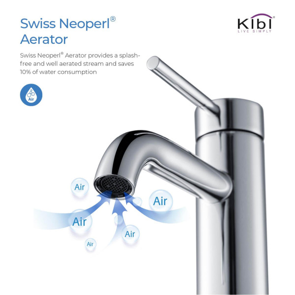 KIBI KBF1008CH Circular Single Handle Bathroom Vanity Sink Faucet