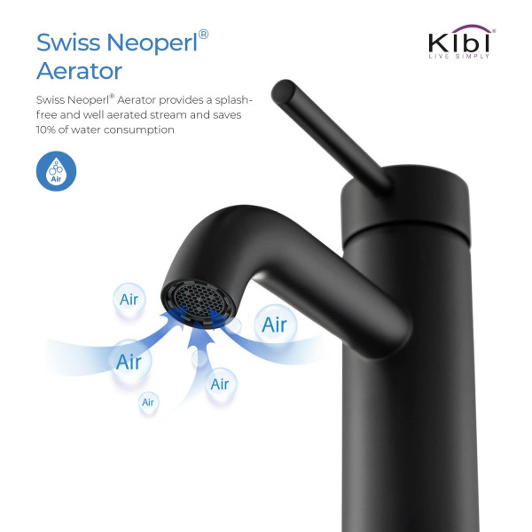 KIBI KBF1008MB Circular Single Handle Bathroom Vanity Sink Faucet