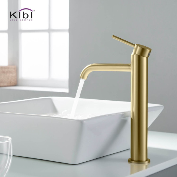 KIBI KBF1009BG Circular Single Handle Bathroom Vessel Sink Faucet