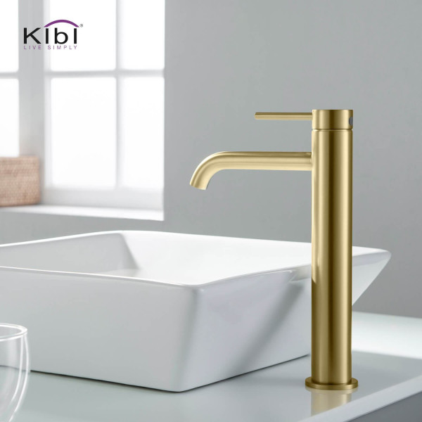KIBI KBF1009BG Circular Single Handle Bathroom Vessel Sink Faucet