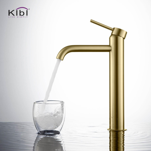 KIBI KBF1009BG Circular Single Handle Bathroom Vessel Sink Faucet