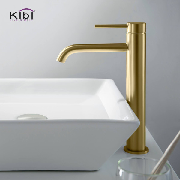 KIBI KBF1009BG Circular Single Handle Bathroom Vessel Sink Faucet