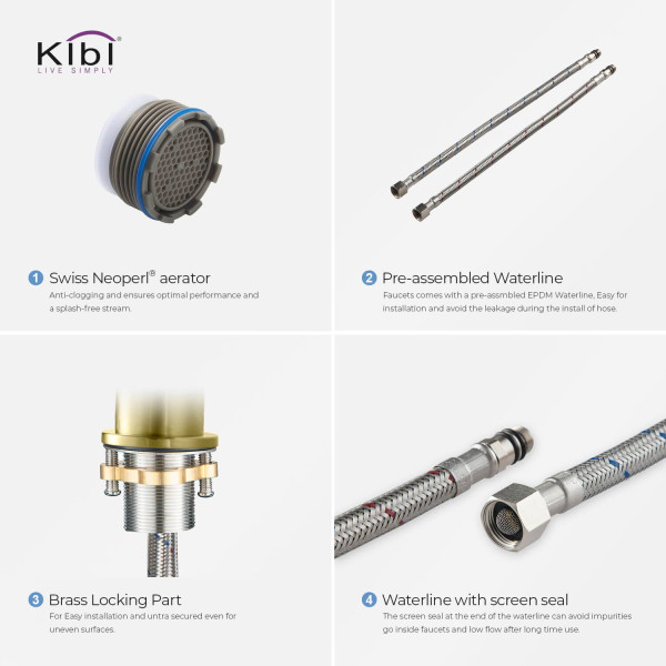 KIBI KBF1009BG Circular Single Handle Bathroom Vessel Sink Faucet