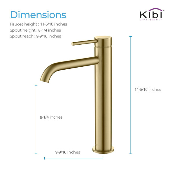 KIBI KBF1009BG Circular Single Handle Bathroom Vessel Sink Faucet