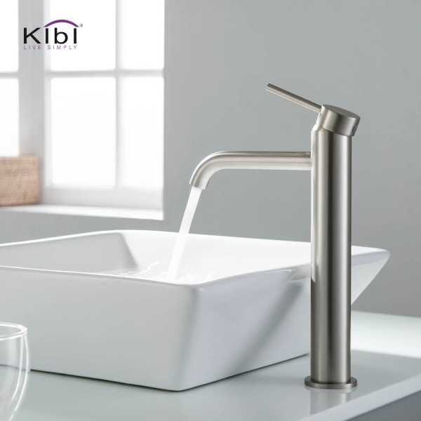 KIBI KBF1009BN Circular Single Handle Bathroom Vessel Sink Faucet