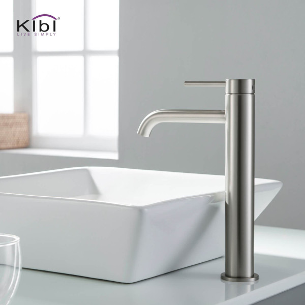 KIBI KBF1009BN Circular Single Handle Bathroom Vessel Sink Faucet